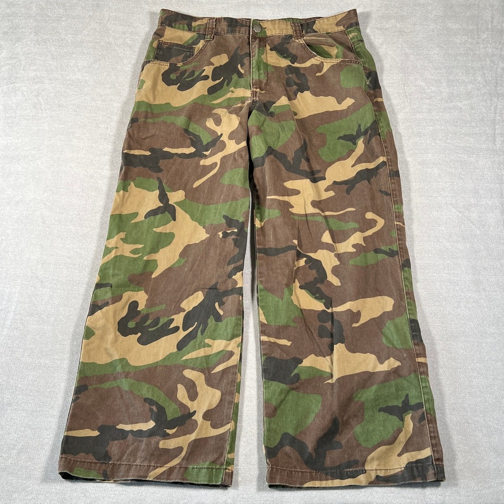 Loiter Camo Wide Leg 12in Rise Skate Pants Mens 36 Green Cotton Camouflage